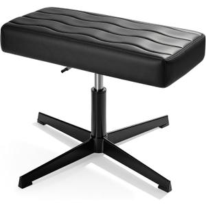 VECELO Under Desk Footrest, PU Ergonomic Foot Rest with Comfort Padding, Height Adjustable for Relieving Leg Pain, Stiffness, and etc, Black