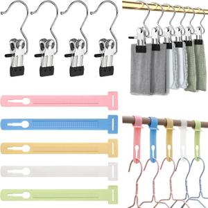 BATHRINS Pants Hangers with Clip Set, 20 Cable Ties and 30 Pcs Leggings Hangers for Closet Travel Jeans Shorts Skirts Hats Boot