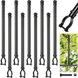 Hicarer 24 Pcs 1-3/8" Chain Link Fence Post Extender 20 Inch Extension Height Galvanized Chain Link Fence Extension for Privacy and Dogs (Black)