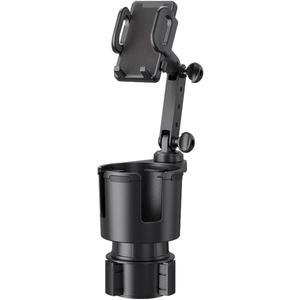 Car Cup Holder Expander 2-in-1 with Adjustable Base & 360° Rotating Phone Mount, Compatible with iPhone 17 Pro Max and Smartphones up to 4.13", Fits Large Bottles up to 3.78"