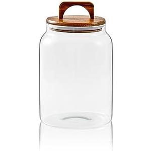 Sweejar Glass Jars for Laundry Room Organization, 90 ounce Laundry Pods Container, Glass Food Storage Jars with Airtight Lid, 1 Pack, Hand Lid