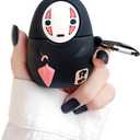 Case Compatible with AirPods 1/2, Super Cute Creative Sitting Faceless Man No Face Man Holding Umbrella Design Case, Soft Silicone Earphone Protection Skin +Hook