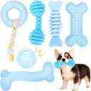 Puppy Toys, 6 Pack Dog Chew Toys for Puppy, Cute Blue Small Dog Toys, Teething Toys for Puppies, Soft Durable Interactive Chew Toy for Small Dogs