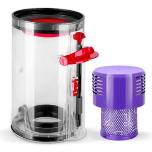 Canister Dust Bin Replacement for Dyson V10 SV12 Animal Absolute Vacuum Cleaner Canister, Large Dust Bin Compatible with V10 Part No.969509-01,with HEPA Filter NOT FIT Small/Outsize Bin