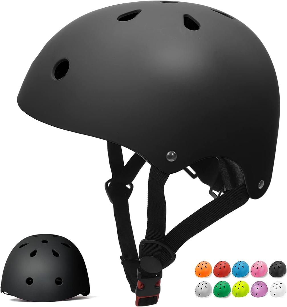 Glaf Toddler Helmet for 2-8 Years Kids Bike Helmets Baby Girls Boys Multi-Sport Adjustable Skateboard Bicycle Helmet Lightweight 3 Sizes for Toddler to Youth 8-14 (Black)