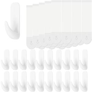 Wall Hooks for Hanging 20 Medium Hooks, Heavy Duty Wall Hooks with 20 Strips, Damage Free Adhesive Hooks for Key Holder, Coat, Door, Shower Hanging