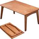 Japanese Floor Table No Assembly Required Bamboo Folding Coffee Table Bedroom Furniture Walnut Color Low Table for Sitting on The Floor (Walnut, Small)