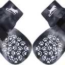 EXPAWLORER Anti Slip Dog Socks to Prevent Licking Paws, Dog Shoes for Hot Pavement, Dog Booties for Small Medium Large Senior Dogs, Traction Control Boots & Paw Protectors for Hardwood Floors, Small 4 Count, Black and White
