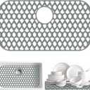 Sink Protectors for Kitchen Sink 13x11 &16x12 &19x14 &21x16 &22x13 &24x13 &26x14 &28x14 &30x16, Large Silicone Sink Mats Grid for Bottom of Farmhouse Sink (26x14, Rear Drain)