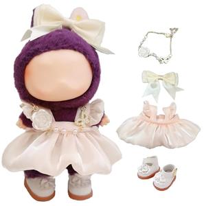 Pink Doll Clothes for 17cm (NO Doll) – Cute Dress Dolls Outfit Accessories for a Unique Dressed-Up Look – Fashion Kawaii Accessories Dress 1 A