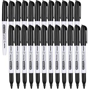 Fine Tip Dry Erase Markers - 24 Pack Black Whiteboard Erasable Markers Bulk for Kids Adults, Ideal for Classroom School Office Home Use on White Board, Non-Toxic Easy Clean
