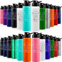 Bokon 24 Pack Thank You Inspirational Gifts Reusable Aluminum Water Bottle Bulk Lightweight Leakproof Metal Sports with Lid for Christmas Gym Camping Hiking Back to School Gift(Colorful,25 oz)
