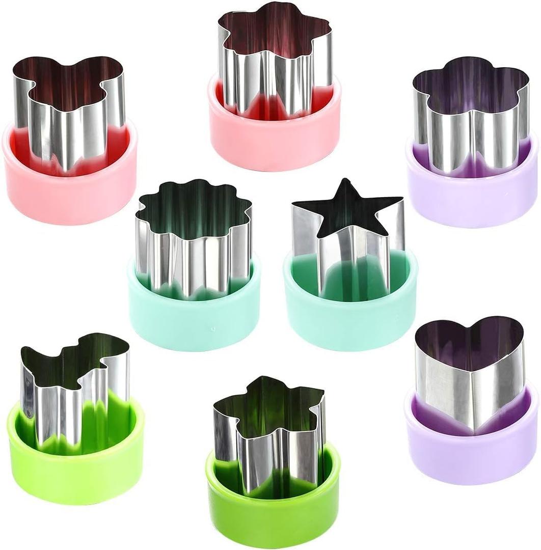 Vegetable Cutter Shapes Set (8 Pack)  1.5" Stainless Steel Mini Cookie & Fruit Cutters for Kids, Bento Lunch, Sandwich, Fondant, Cheese, Baking & Food Prep