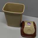 Superio 1.25 Gal Mini Plastic Trash Can with Swing Top Lid Small Waste Bin for Countertop, Desk, Vanity, Bathroom 5 Quart (Beige/Brown)