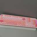 MOFII Wireless Keyboard and Mouse Combo, Cute Retro Typewriter Keyboard and Silent Mouse, 2.4GHz Full Size Computer Keyboard Wireless Mouse Set for PC, Laptop, Desktop, Windows (Pink Colorful)