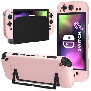 [Improved Version] Pink Dockable Case for Switch 2 2025, Ultra-Thin Switch 2 Protective Cover Skin Girly PC Hardshell, Design Easy Docking Charging Dock Accessories