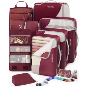 8 Set Packing Cubes for Travel, Gifts for Women Mom,Anti-Tearing Suitcase Organizer for Luggage with Shoe & Hanging Toiletry Bag,OlarHike Vacation Essentials & Accessories for Cruise Ship