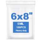 100 PCS 6" x 8" Thick 5 Mil Clear Zip Poly Bags Plastic Reclosable Zip Seal Lock Bags Heavy-Duty Photo Cards Snacks Seeds Zipper Bag