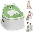 3-in-1 Potty Training Toilet, Portable Potty, Potty Training Seat and Toddler Step Stool, Easy Setup and Clean, Anti-Slip Toddler Potty Trainer for Boy Girl,Green