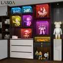 LASOA Acrylic Display Case with RGBW Color Changing LED Light, Clear Display Box for Action Figures and Collectibles, Self-Assembly Dustproof Showcase with Black Base, 11.8x11.8x11.8inch