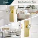 Glass Door Knobs for Interior Doors - Vintage Crystal Privacy Bedroom & Bathroom Door Knob with Lock - Diamond Cut Door Handle - Brushed Gold Finish (1 Pack)