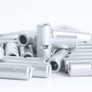 AIRIC Non Insulated Butt Connectors 8 AWG, 50 pcs Electrical Seamless Crimping Terminals, Uninsulated Wiring Crimps Connector, Bare Copper Crimp Splice Terminal for 8 Gauge Wire