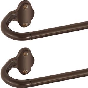 TVWOO Bronze Wrap Around Curtain Rods 2 Pack:Small Blackout Adjustable Window Curtain Rod for Bedroom Kitchen Apartment Renter Friendly,Room Darkening Curved Drapery Rods Easy Install,Brown 28-48 Inch