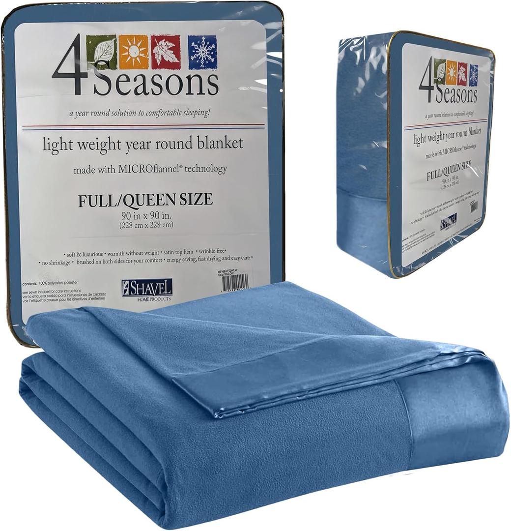 Shavel Home Products Micro Flannel Full/Queen Size Blankets, Lightweight All Seasons Cozy Blanket, Throw Blankets for Home, Comfy & Soft Blanket for Couch, Machine Wash, No Pilling - Smokey Mt. Blue