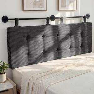 HIGOGOGO Wall Mounted Headboards for King Size Bed, Hanging Head Board Wall with Button Tufting, Adjustable Height Headboard for Bedroom, Darkgrey