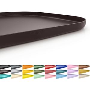 SMILOOL Silicone Pet Feeding Mat with Raised Edge for Food and Water, Dog Bowl Mats, Cat Bowls Placemat with High Lip for Floor Waterproof, Rubber Tray for Cats and Dogs 19 x 12 x0.7 Dark Brown