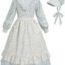Nuoqi Pioneer Dresses for Girls Prairie Dress Long Colonial Costume 1800s Girls Victorian Dress, 35 inc, Medium