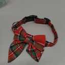 ADOGGYGO Christmas Dog Collar with Bow, Adjustable Cotton Red Green Plaid Bowtie Dog Christmas Collars for Small Medium Large Dogs Pets (Large, Xmas)