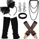 Blulu 80s Dress Costume Accessories for Women Lace Headband Earring Fishnet Glove Leg Warmers Necklace Bracelet for 80s Party