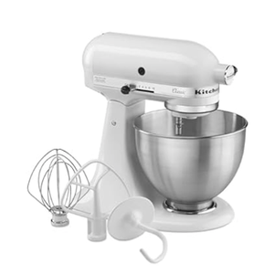KitchenAid Classic Series 4.5 Quart Tilt-Head Stand Mixer K45SS, White 