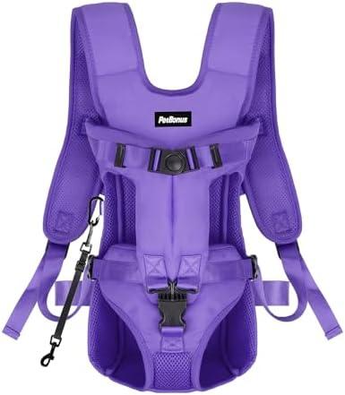PetBonus Pet Front Dog Carrier Backpacks, Adjustable Dog Backpack Carrier, Legs Out Easy-fit Dog Chest Carrier for Medium Small Dogs, Hands Free Dog Front Carrier for Hiking, Cycling (Purple, M) PetBonus Pet Front Dog Carrier Backpacks, Adjustable Dog Backpack Carrier, Legs Out Easy-fit Dog Chest Carrier for Medium Small Dogs, Hands Free Dog Front Carrier for Hiking, Cycling (Purple, M)