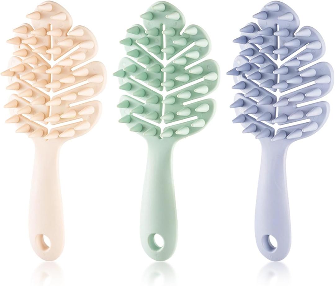 3PCS Hair Scalp Massager Shampoo Brush - Scalp Care Comb with Handle and Soft Silicone Bristles - for Wet and Dry Hair, Removes Dandruff,Relieves Itching