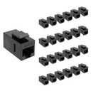 Tecmojo UL Listed Cat6 Keystone Coupler, 1000 Mbps RJ45 Ethernet Jack, Female to Female, Slim Design for Patch Panels & Wall Plates, Black (25-Pack)