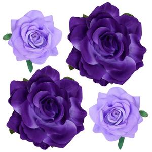 Rose Hair Clip Flower Hairpin Brooch Floral Clips, 4 Pcs Fabric Rose Flowers Hair Clips Mexican Hair Flowers Pin up Headpieces for Woman Girl Wedding Party Mother's Day (2 Sizes) (Purple)