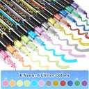 2 x 12 Colors Acrylic Paint Markers, 6 Glitter & 6 Neon Fluorescent Pens, Innovative Light-Valve Tech for Instant Flow, Fine Chisel Tip Paint Pens for Journaling, Rock Painting, Cards & DIY Projects