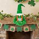St. Patrick's Day Wreath Decoration,Green Ribbon Door Wreath Gnome, Holiday Hanging Decor for Door Wall Home Bar Party Outdoor Indoor Supply