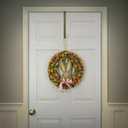 National Tree Company Artificial Hanging Wreath, Foam Base, Decorated with Colorful Flower Blooms, Ribbon, Bunny Head, Easter Collection, 16 Inches