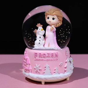 Snow Globe for Kids with Music, VECU 3.14 Inch Little Girl Llluminated Automatic Snow Home Decor for Girls Kids Gift, Musical, Resin/Glass (Large/Pink)