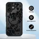 OOK Magnetic Case Fit for iPhone 17 6.3 Inch (Compatible with MagSafe) Soft TPU and Hard PC Phone Cover with Black Floral Flowers Anti-Scratch Shockproof Protection Case for Women