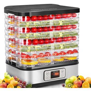 Homdox Food Dehydrator for Jerky & Fruit, 8 BPA-Free Trays, 72H Timer & Temp Control 158F, 400W Dehydrator Machine for Herbs, Veggies, Meat, Dog Treats, Fruit Roll Sheet Included
