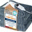 Bedsure GentleSoft Heated Blanket Electric Throw - Soft Ribbed Flannel Electric Blanket, Heating with 4 Time Settings, 6 Heat Levels, 3 hrs Timer Auto Shut Off, Gifts for Grandma (50x60 inches, Grey)