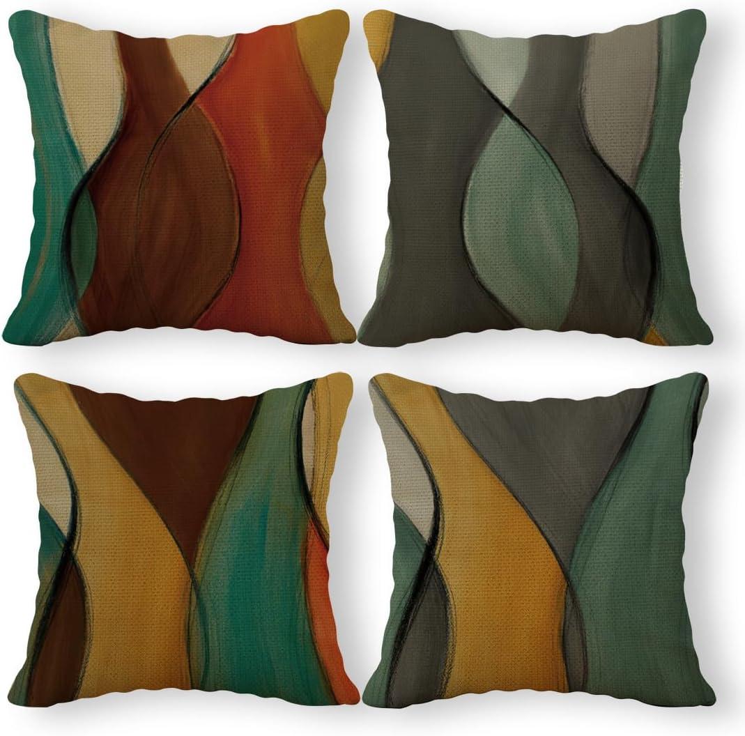 SiuSue Mid Century Modern Throw Pillows Case, Abstract Pillow Covers 18x18 Set of 4, Green Pillows Decorative Throw Pillows, Decorative Pillows Covers for Couch SiuSue Mid Century Modern Throw Pillows Case, Abstract Pillow Covers 18x18 Set of 4, Green Pillows Decorative Throw Pillows, Decorative Pillows Covers for Couch