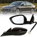 Left Driver side Mirror Fits 2018-2022 Honda Accord With Power Glass, Heated, Blind Spot Detection,Turn Signal and Manual Folding Match to Crystal Black Pearl Replace HO1320330 8Pins