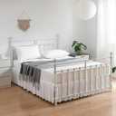 Tufted Dot Bed Skirt Full Size Ruffled Bed Skirt with Split Corners, 14 Inch Drop Dust Ruffle Bed Skirts with Platform, White