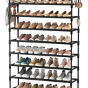 VTRIN 10 Tier Shoe Rack Tall Large Capacity 50 Pair Wide Shoe Organizer with Two Hooks Sturdy Metal Shoe Shelf for Entryway, Closet, Bedroom