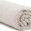 Americanflat 50x60 Throw Blanket - Soft and Breathable Cotton Throw Blanket for Couch, Bed, Chair - Decorative Blankets Perfect for Home, Office, or Outdoor Use - Cream Herringbone Design